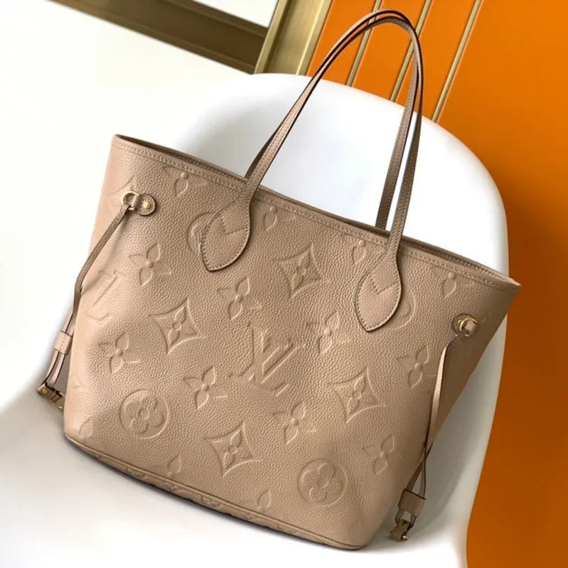 lv neverfull mm 32 beige monogram empreinte leather - main image