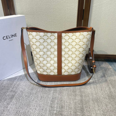 BUCKET 33 IN WHITE TRIOMPHE CANVAS AND BRONZE BROWN CALFSKIN TRIM - Image 3