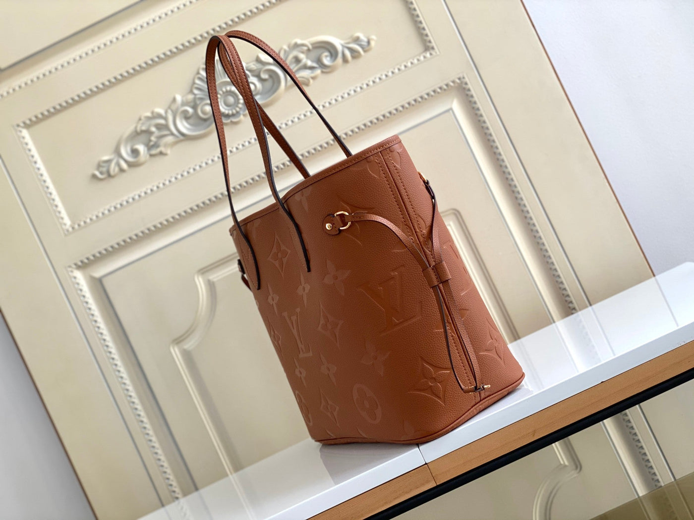 lv neverfull mm 32 brown monogram empreinte leather - image 2