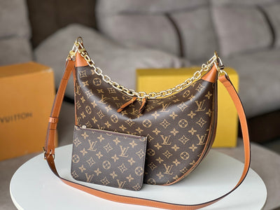 lv 25s loop hobo 38 in brown monogram coated canvas gold hardware - image 2