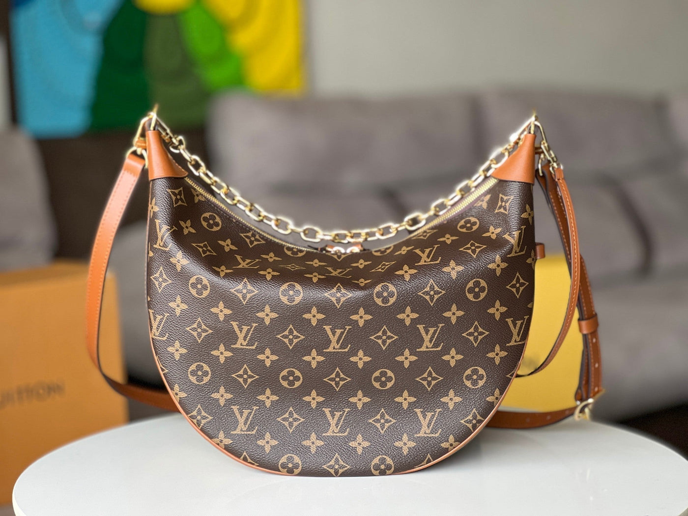 lv 25s loop hobo 38 in brown monogram coated canvas gold hardware - image 3