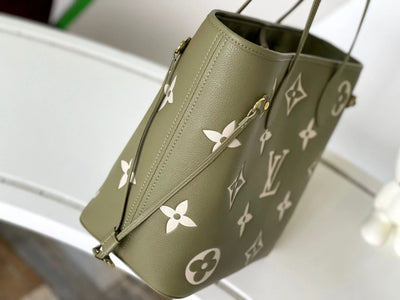 lv neverfull mm khaki cream monogram empreinte leather - image 2
