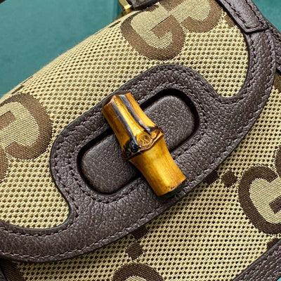 Guc*i bamboo strap bag with high quality brand logo pattern 17cm - image 5