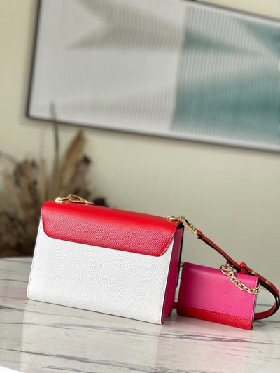 Lou*s Vuitt*n lv twist mix pink red handbags cowhide leather 24cm - image 8