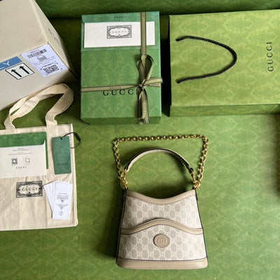 Guc*i handle bag with Guc*i like auth logo pattern 25x21cm - image 2