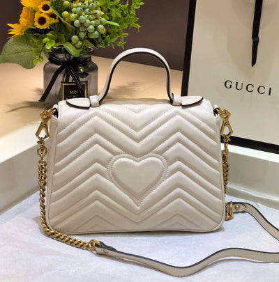 Guc*i marmont top handle rep 11 handbag high quality white 27cm - image 5