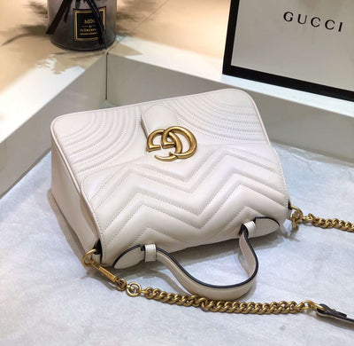 Guc*i marmont top handle rep 11 handbag high quality white 27cm - image 8