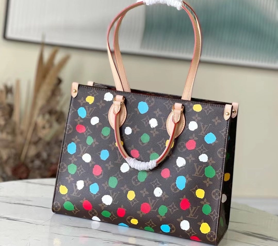 Lou*s Vuitt*n lv onthego polka dot pattern handbags 35x28cm - image 4