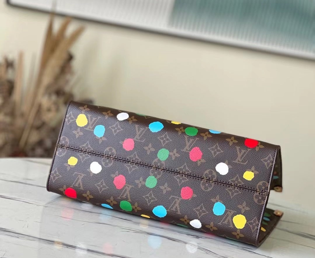 Lou*s Vuitt*n lv onthego polka dot pattern handbags 35x28cm - image 6