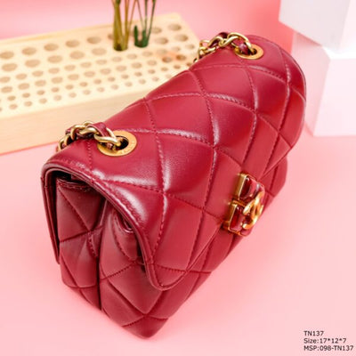 Chan*l woman’s red high best quality handbag lock with stone 17x12x7cm - image 2