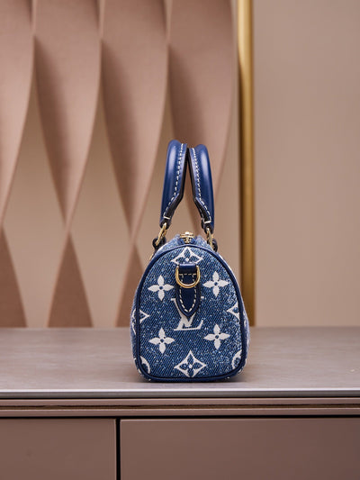 Lou*s Vuitt*n lv speedy monogram demin woman’s like auth handbags 16x10x7.5cm - image 4