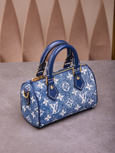 Lou*s Vuitt*n lv speedy monogram demin woman’s like auth handbags 16x10x7.5cm - image 5