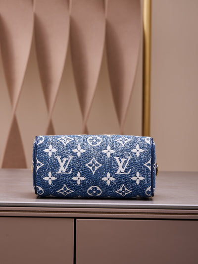Lou*s Vuitt*n lv speedy monogram demin woman’s like auth handbags 16x10x7.5cm - image 6