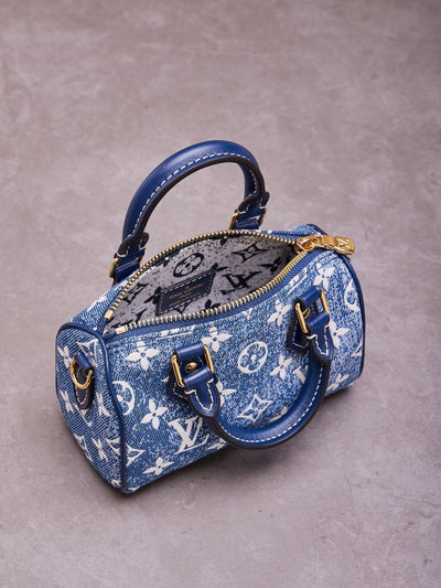 Lou*s Vuitt*n lv speedy monogram demin woman’s like auth handbags 16x10x7.5cm - image 7