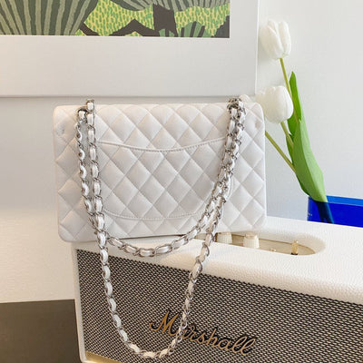 Chan*l classic handbags lizard skin white with silver lock 25cm - image 6