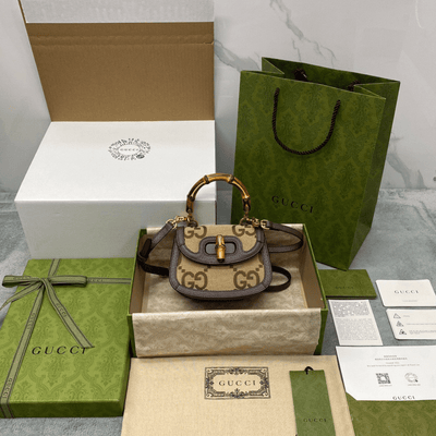 Guc*i bamboo strap bag with high quality brand logo pattern 17cm - main image
