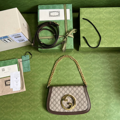 Guc*i blondie branded women’s handbag with ophidia pattern 28x16x4cm - main image