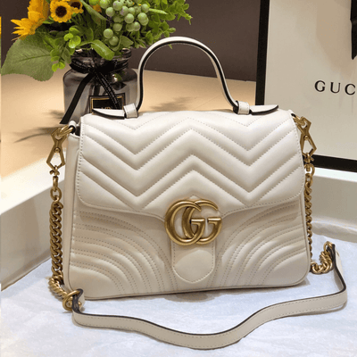 Guc*i marmont top handle rep 11 handbag high quality white 27cm - main image