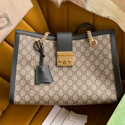 Guc*i padlock handbag with super Guc*i logo pattern 35x23x14cm - main image
