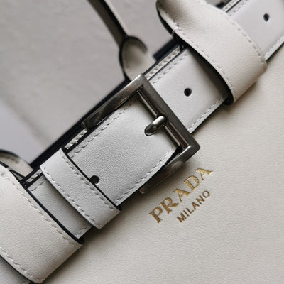 Pr*da white/black Pr*da buckle small leather handbag with belt - image 6