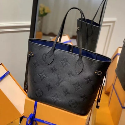 lv neverfull mm 32 black embossed cowhide leather - main image