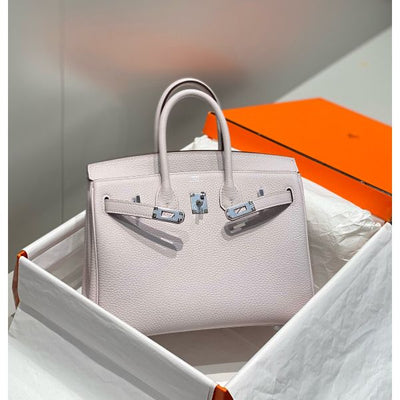 HERM Birkin 25cm Bag In Mauve Pale Clemence Leather PHW - Image 6