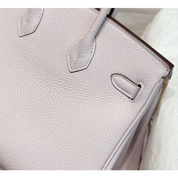 HERM Birkin 25cm Bag In Mauve Pale Clemence Leather PHW - Image 7