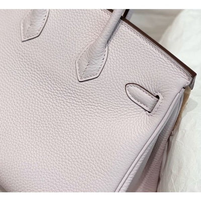 HERM Birkin 25cm Bag In Mauve Pale Clemence Leather PHW - Image 7