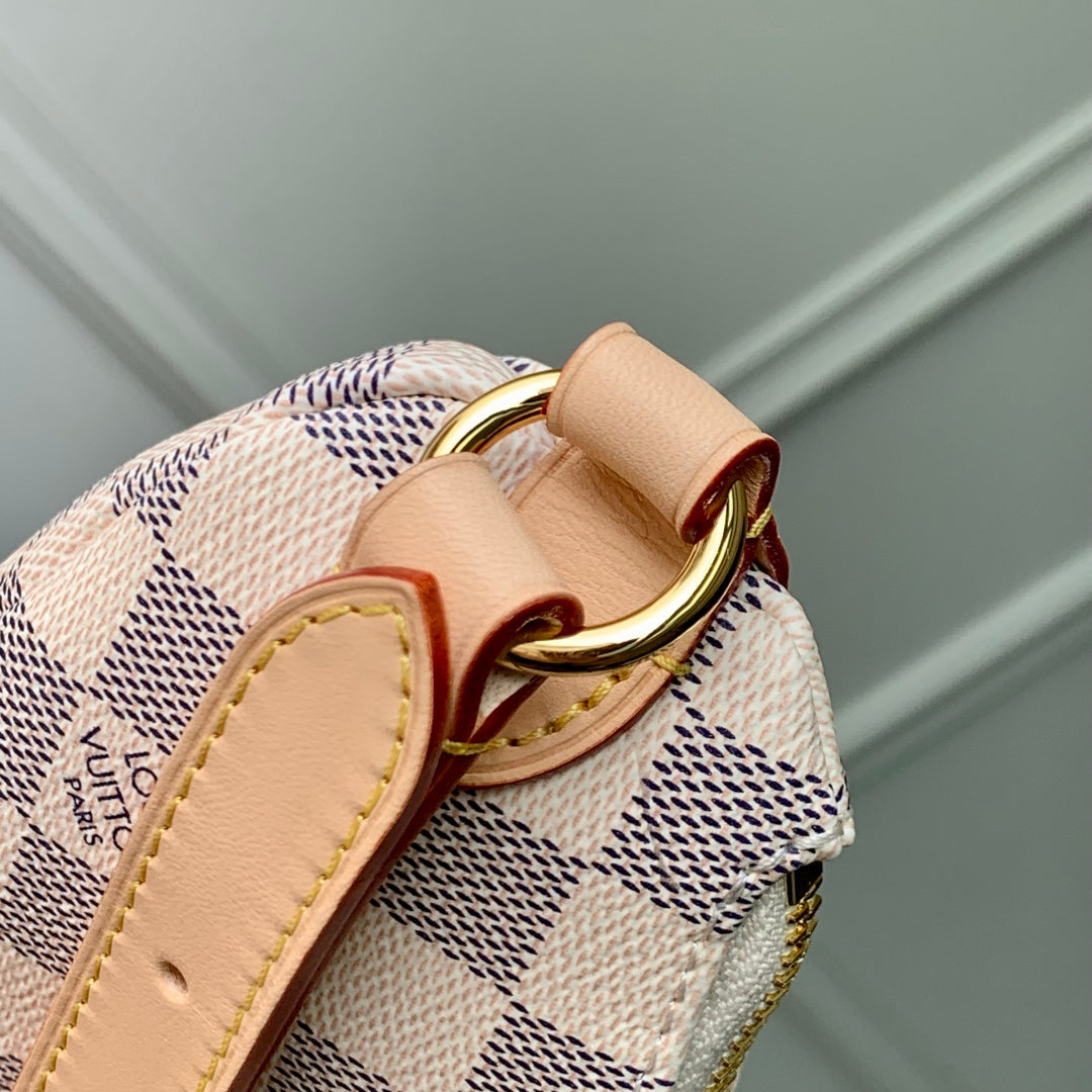 lv keepit bumbag 29 in white grey checkerboard pattern damier azur coated canvas - image 5