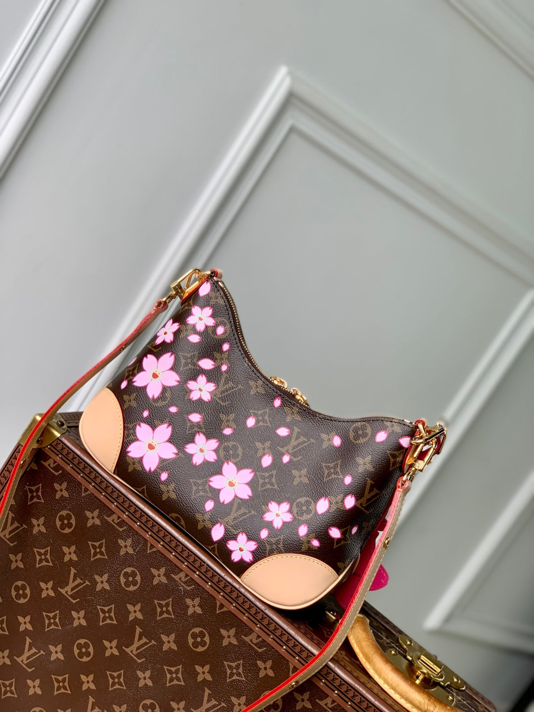lv boulogne cherry blossom 29 in sakura brown monogram coated canvas - image 2
