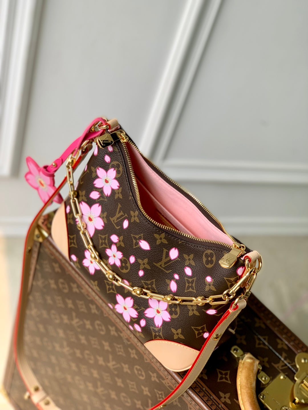 lv boulogne cherry blossom 29 in sakura brown monogram coated canvas - image 7