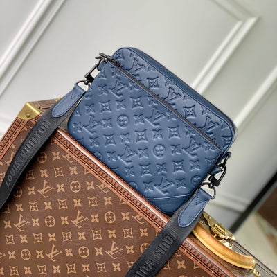 lv trio messenger 25 in blue monogram shadow calfskin - main image