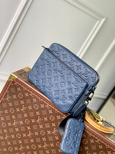 lv trio messenger 25 in blue monogram shadow calfskin - image 5