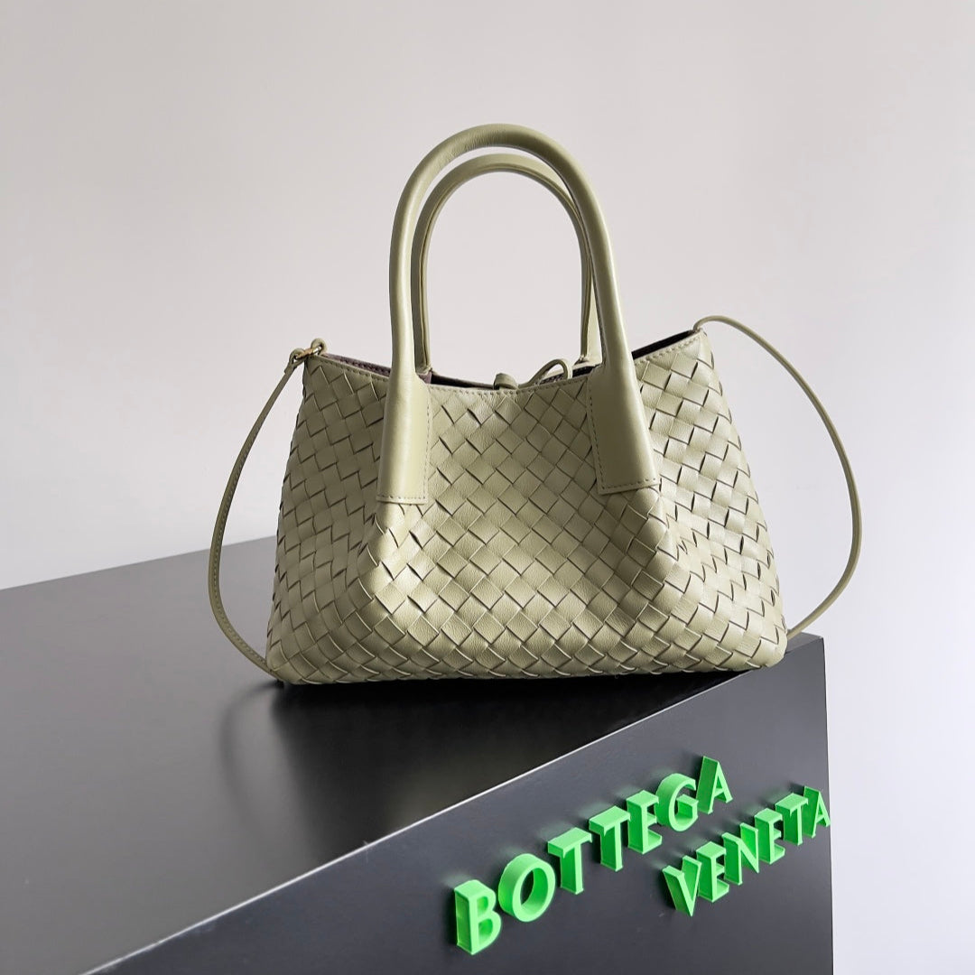 SMALL PINACOTECA REVERSIBLE TOTE BAG 24 IN MATCHA LAMBSKIN AND BROWN SUEDE - Main Image