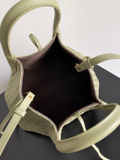 SMALL PINACOTECA REVERSIBLE TOTE BAG 24 IN MATCHA LAMBSKIN AND BROWN SUEDE - Image 5