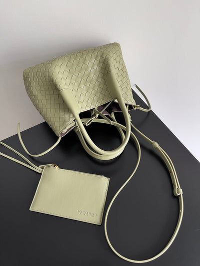 SMALL PINACOTECA REVERSIBLE TOTE BAG 24 IN MATCHA LAMBSKIN AND BROWN SUEDE - Image 7