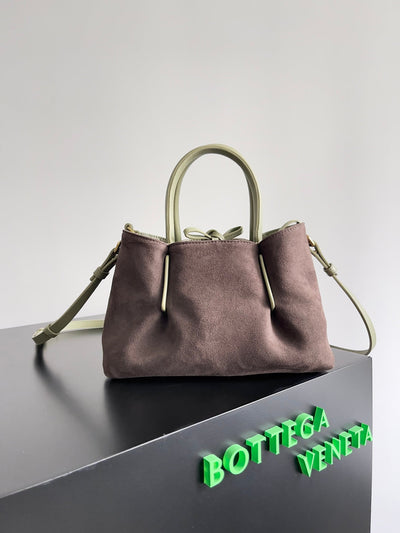 SMALL PINACOTECA REVERSIBLE TOTE BAG 24 IN MATCHA LAMBSKIN AND BROWN SUEDE - Image 4