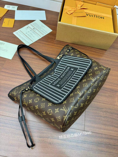 lv neverfull inside out mm in brown monogram coated canvas - image 8