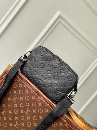 lv alpha nano bag 24 in black monogram shadow embossed cowhide - image 3