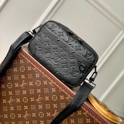 lv alpha nano bag 24 in black monogram shadow embossed cowhide - main image