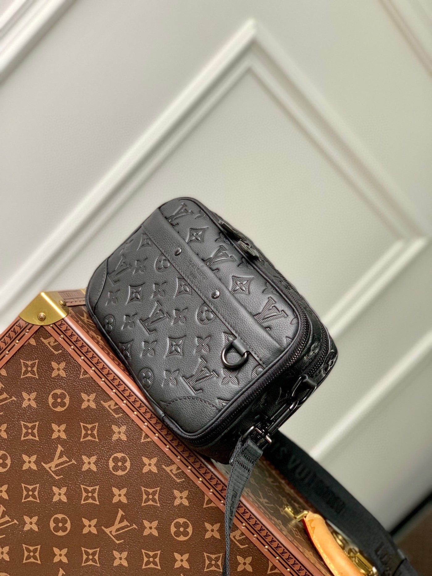 lv alpha nano bag 24 in black monogram shadow embossed cowhide - image 9