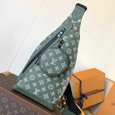 lv duo crossbag bag 42 in green and white monogram shadow cowhide - main image
