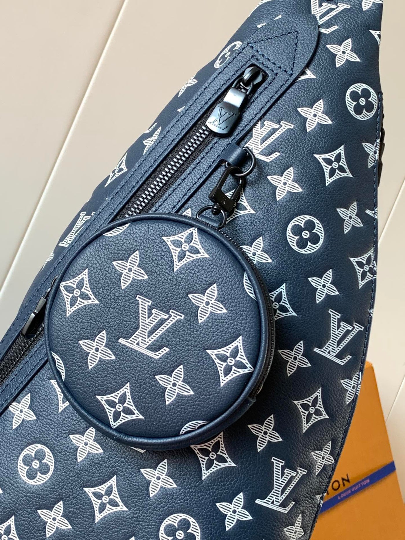 lv duo crossbag bag 42 in blue and white monogram shadow cowhide - image 2