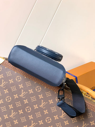 lv duo crossbag bag 42 in blue and white monogram shadow cowhide - image 7