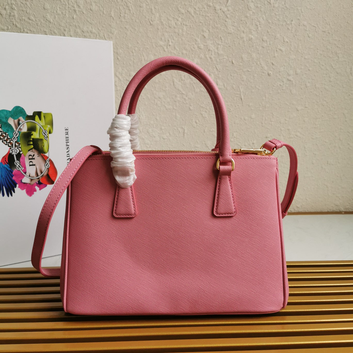 medium galleria 28 pink saffiano leather - image 4