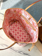lv neverfull mm 31 in coral monogram tiles canvas - image 3