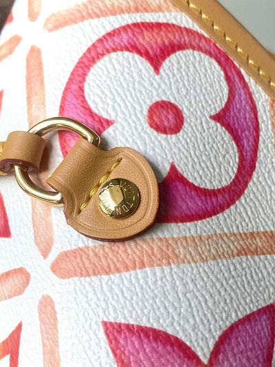 lv neverfull mm 31 in coral monogram tiles canvas - image 4