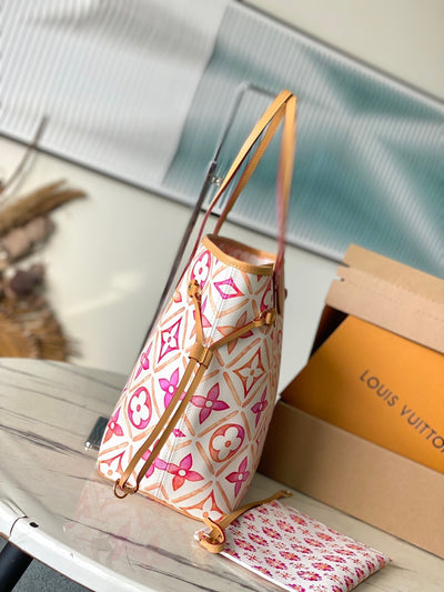 lv neverfull mm 31 in coral monogram tiles canvas - image 7