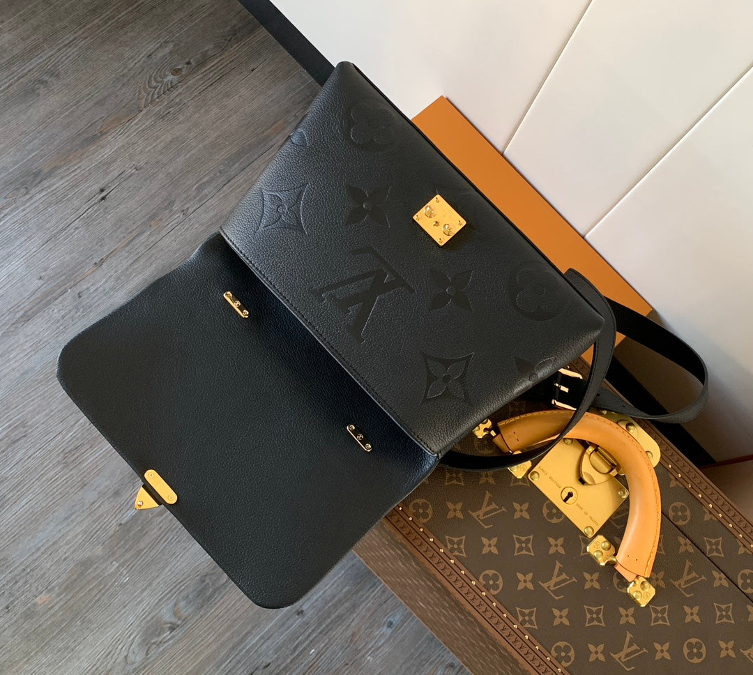 lv madeleine 30 in black mix white monogram calfskin embossed logo - image 6