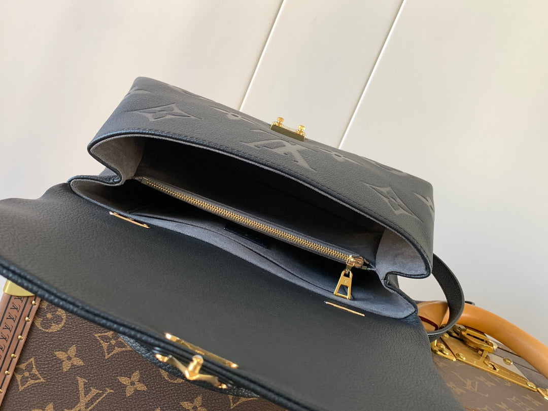 lv madeleine 30 in black mix white monogram calfskin embossed logo - image 7
